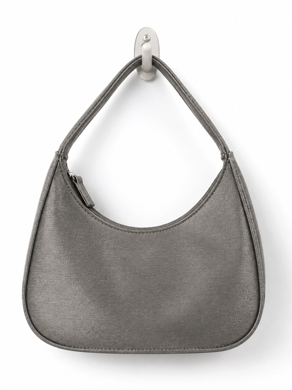 Metallic Gray Mini Hand Hobo Bag